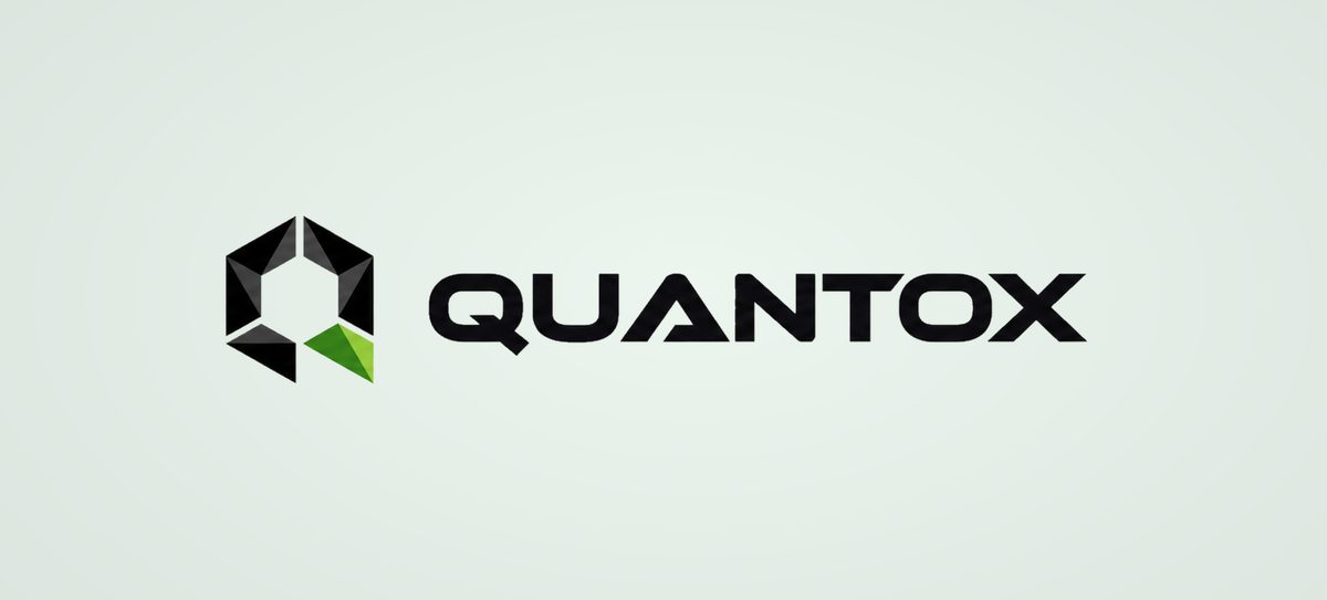Quantox logo on a soft green background